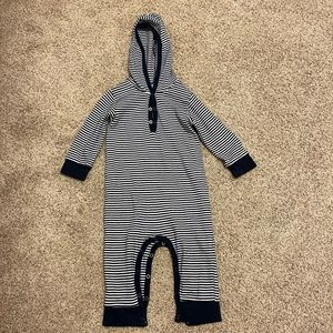 Monica & Andy Navy Striped Hooded Romper